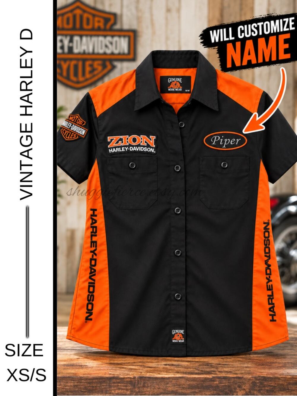 ✨Vintage Harley-Davidson Zion Work Shirt | Unisex | Customizable Name | Size S ✨